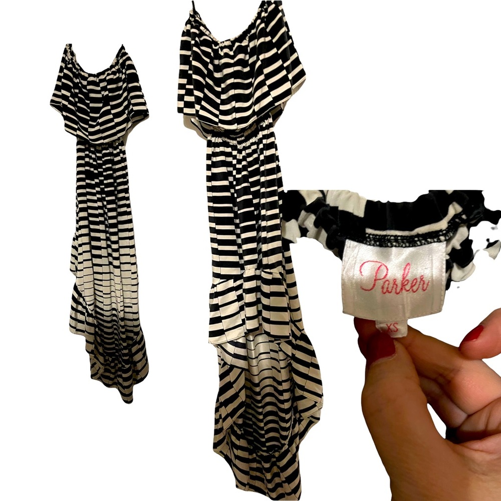 Parker high low strapless dress